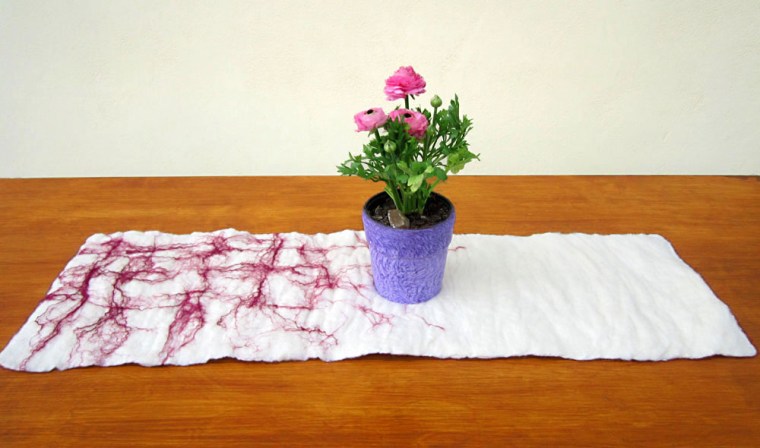 felted table runner -floating spring-