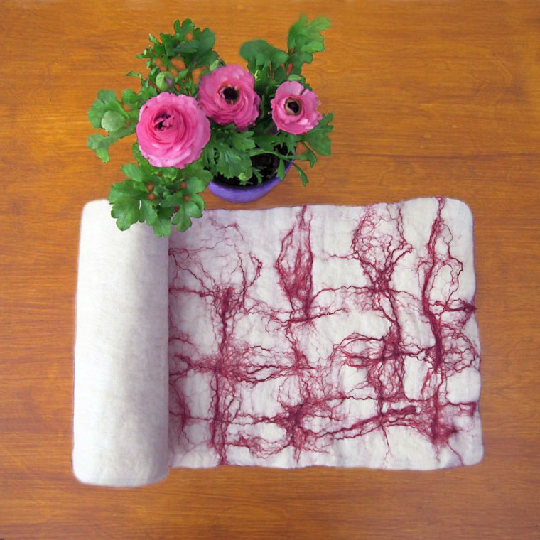 felted table runner -floating spring-