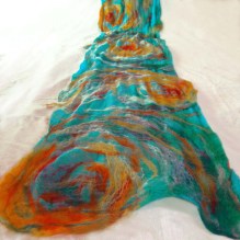 nuno felted scarf: summer elements -aqua-