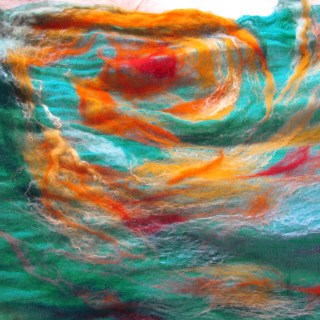  nuno felted scarf: summer elements -aqua-