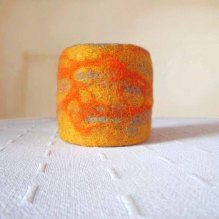 felted cuff - bracelet -Orange colored sky-