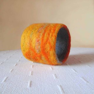 felted cuff - bracelet -Orange colored sky-