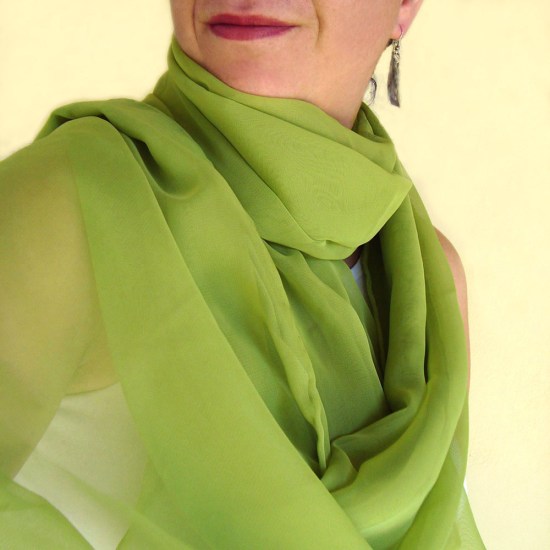 chiffon muslin scarf -grass green-