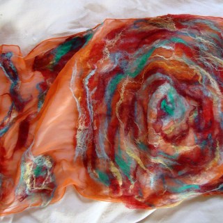 nuno felted scarf -set fire to the rain-