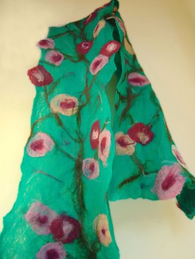 cobweb felted scarf -almond blossom-