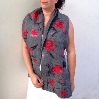 cobweb felted scarf -winter garden-