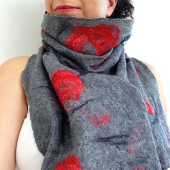 cobweb felted scarf -winter garden-