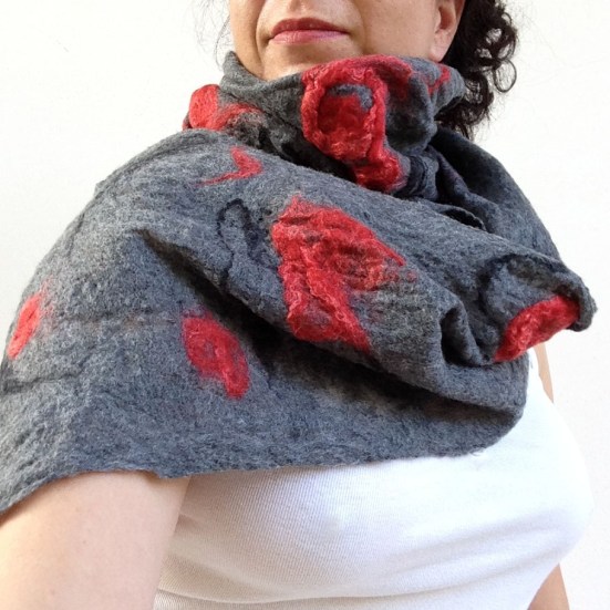 cobweb felted scarf -winter garden-