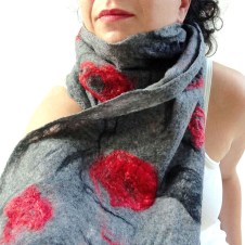 cobweb felted scarf -winter garden-