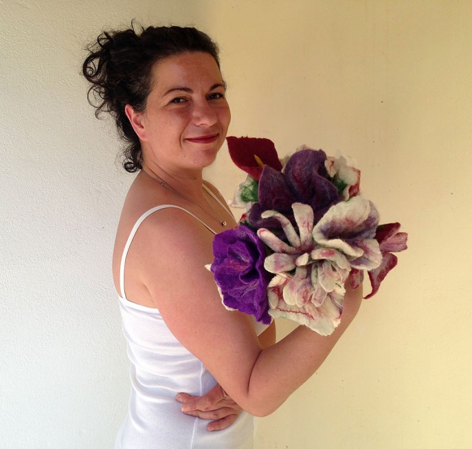 Felted flower bouquets -bridesmaids- made to order