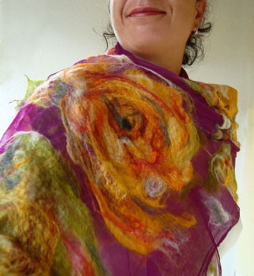 nuno felted scarf -Colour Me Perfect-