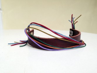 leather -rainbow bracelet-