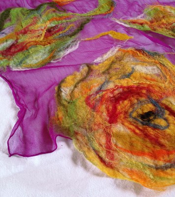 nuno felted scarf -Colour Me Perfect-