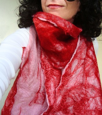 cobweb felted scarf -candy crushed-