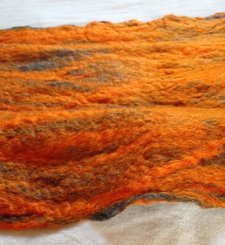 cobweb felted scarf -vitamin orange-