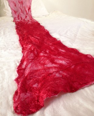 cobweb felted scarf -candy crushed-